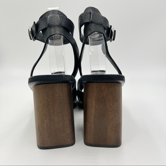 Dolce Vita Women's Athena Black Leather Chunky Block Heel Sandals Heels 9 - Picture 7 of 14